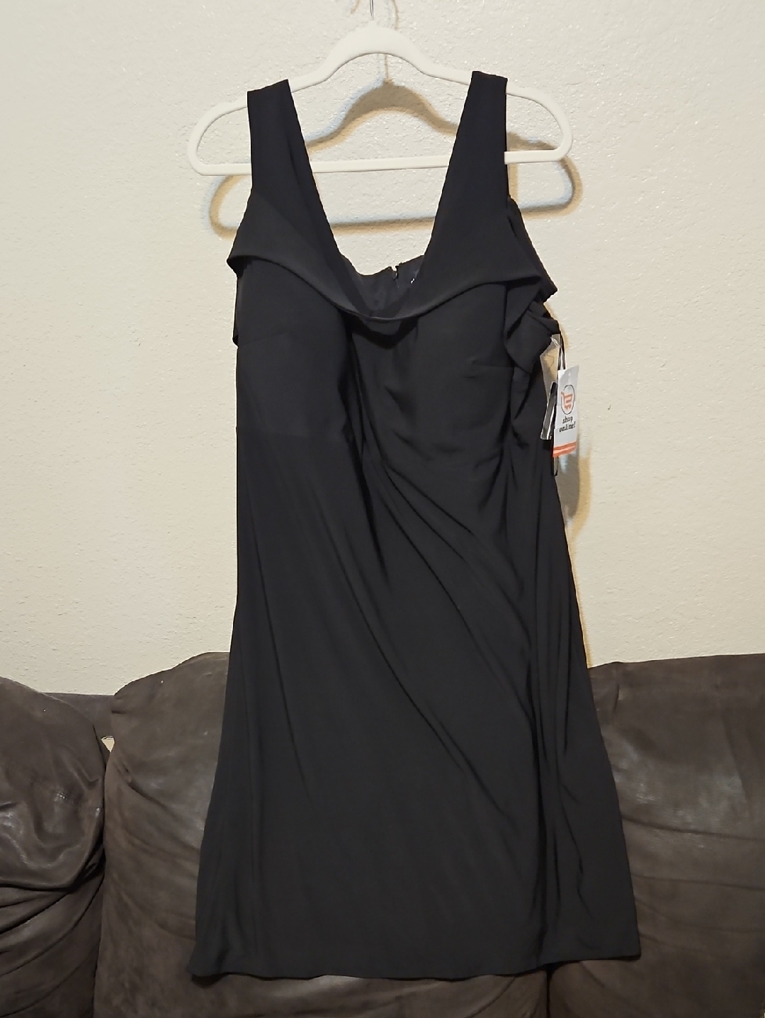 Classic Black Cold Shoulder Mini Dress With Fold-Over Neckline